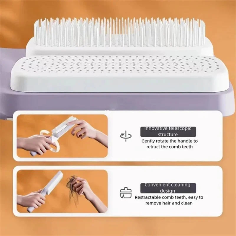 Self Cleaning Rotating Hair Brush Anti Static Scalp Massage Comb