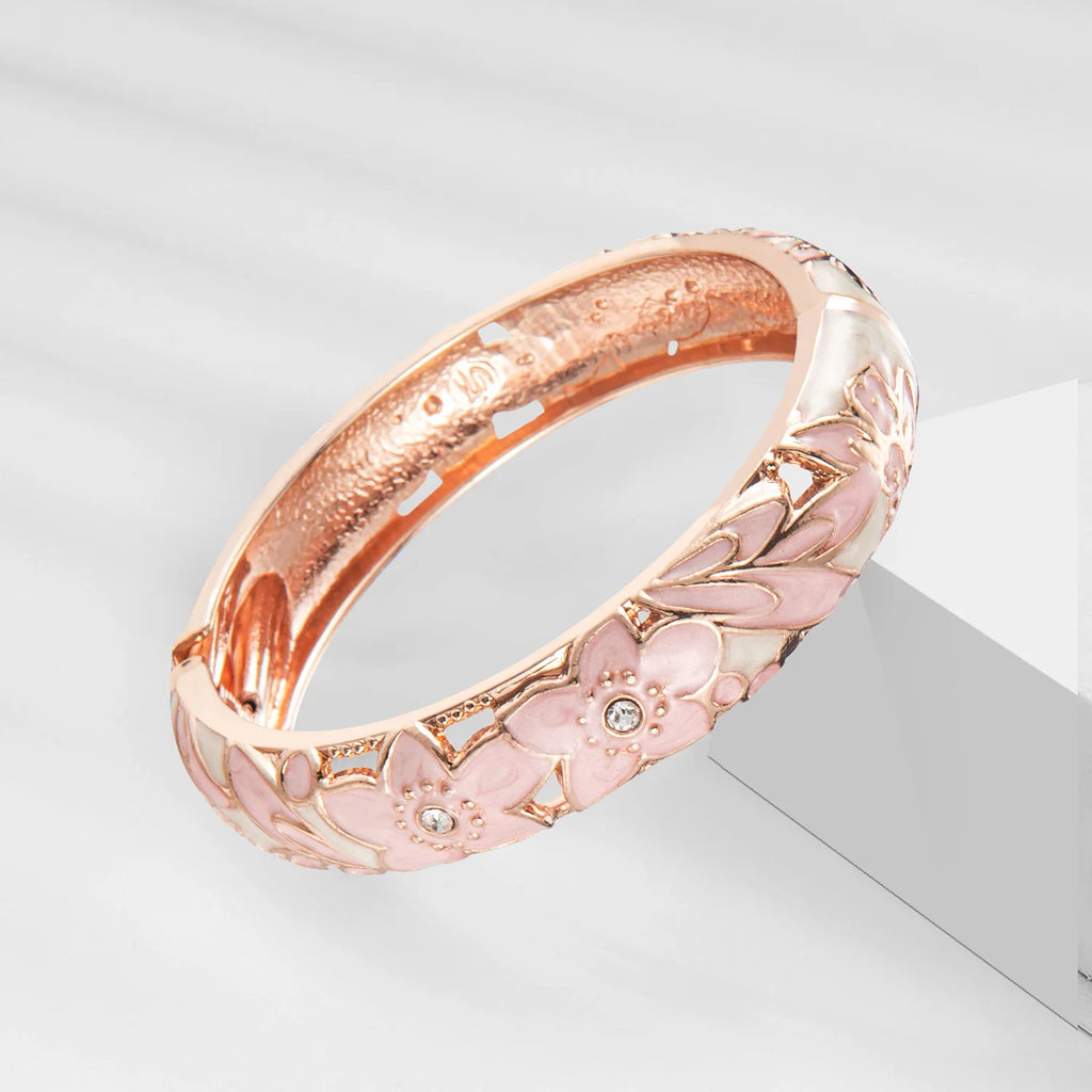 Women Double Enamel Bangle Set Cloisonne Metal Bracelet