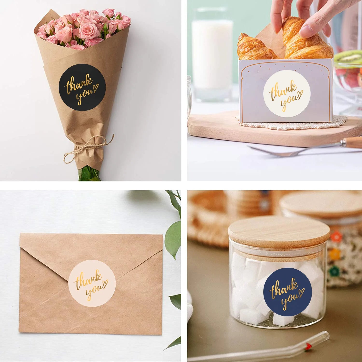 Thank You Stickers Roll – Elegant Packaging Labels for Small Business & Gift Wrapping