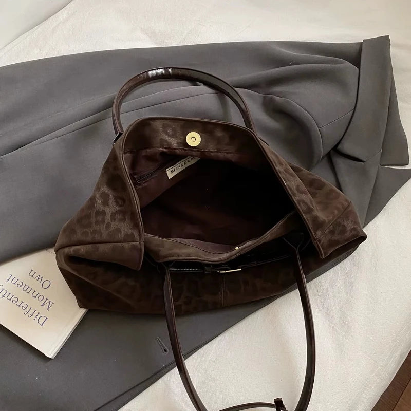 Leopard PU Leather Shoulder Bag Women Tote Handbag