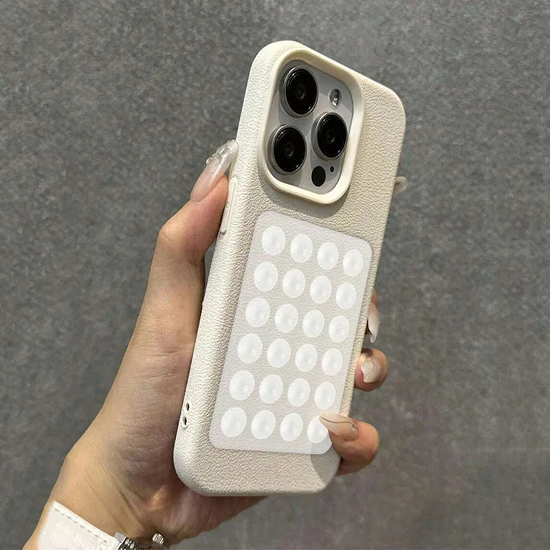 3D Suction Cup Stand Litchi Pattern iPhone Case