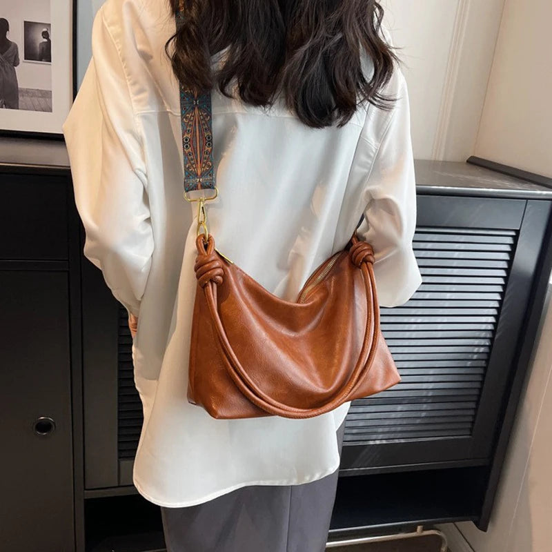 Women Soft Leather Shoulder Bag Geometric Crossbody High End Fashion Handbag