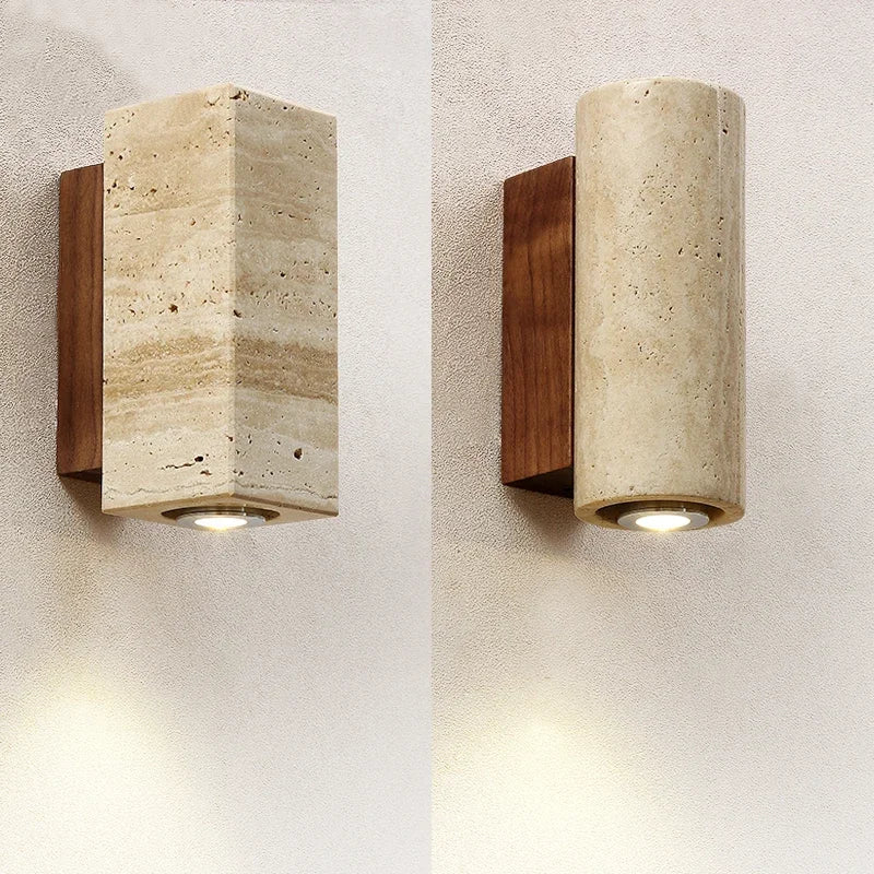 Yellow Marble LED Wall Lamp Bedside Sconce for Bedroom Living Room and Corridor