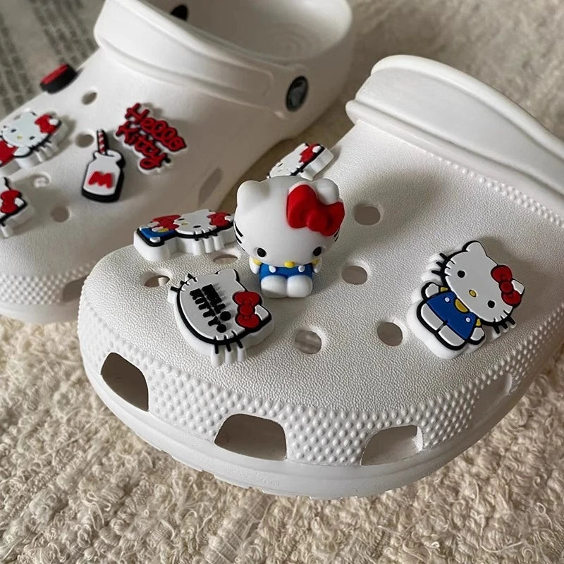 Hello Kitty Bow Sandal Charms Set DIY PVC Shoe Buckle Accessories 10Pcs Cute Gifts