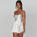 Women’s Slim Fit Backless Suspender Dress and Pants Set Summer Outfit