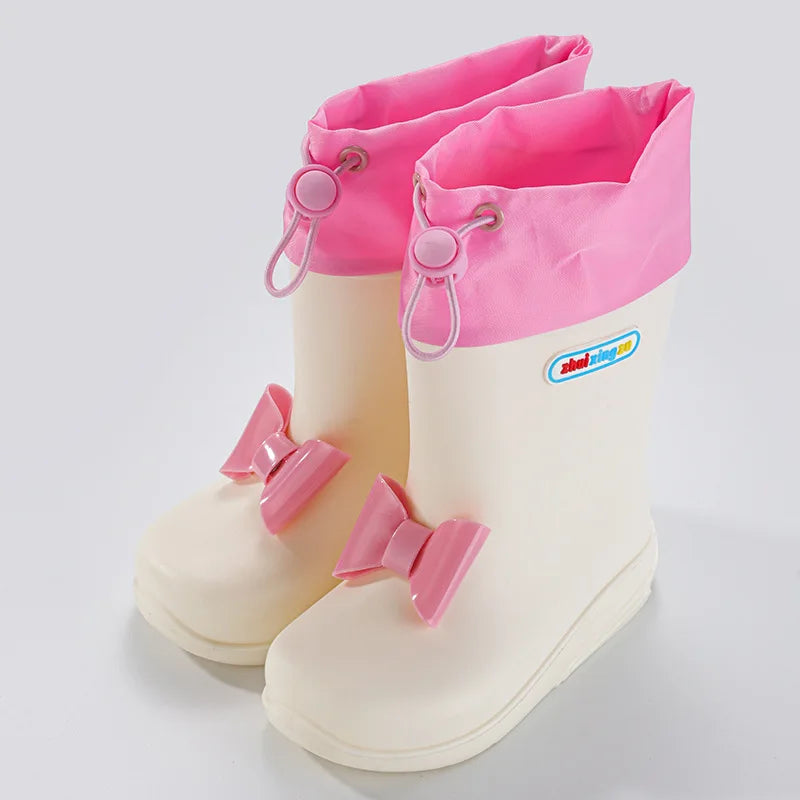 Girls Waterproof Rain Boots Cute Bow Princess Rain Shoes