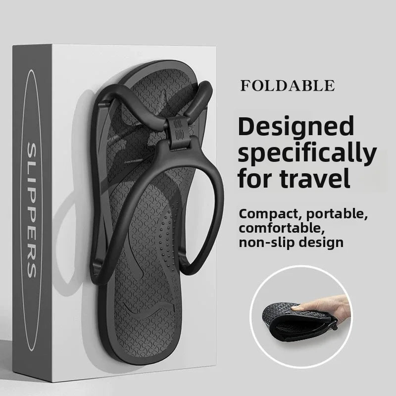 Foldable Travel Slippers Portable Flip Flops Compact Lightweight Non Slip Indoor Outdoor Sandals