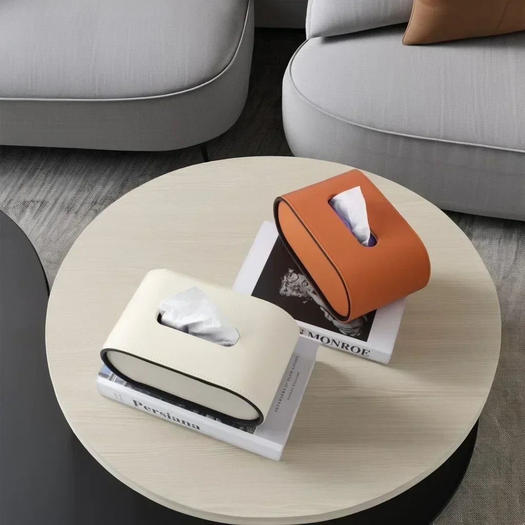 Leather Tissue Box Creative Desktop Napkin Storage for Living Room Bedroom