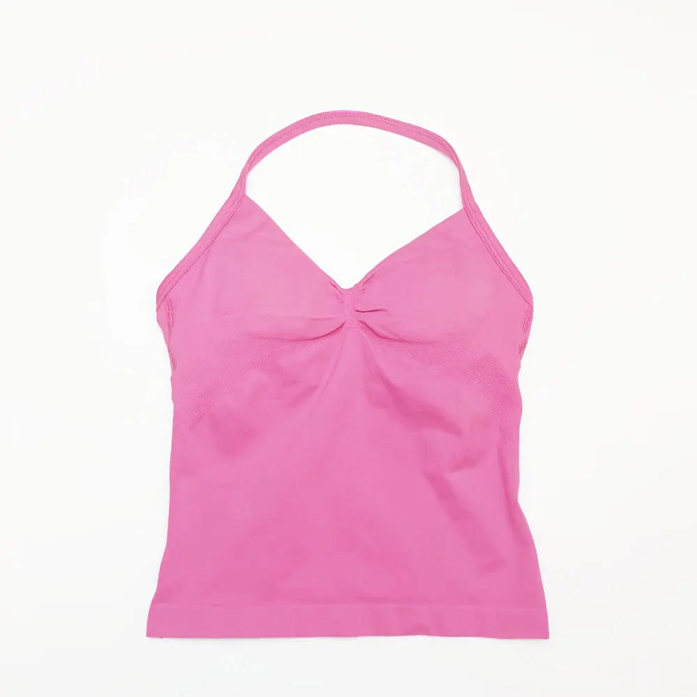 Longline Strappy Yoga Sports Vest Women Gym Workout Halter Bra Top