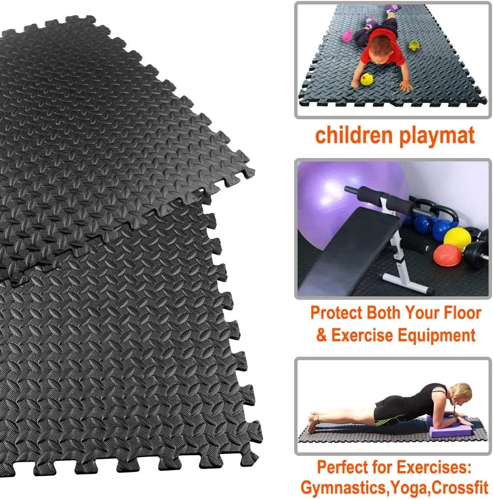 EVA Interlocking Foam Gym Floor Mat Non Slip Fitness Puzzle Tiles