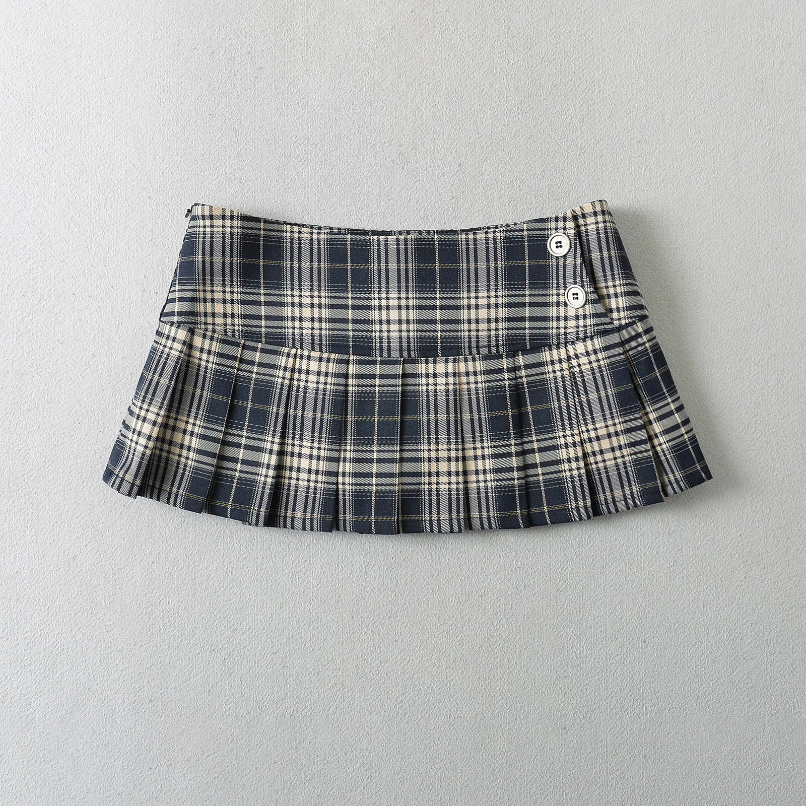 Women Y2K Plaid Pleated Mini Skirt Vintage Preppy Style Summer Skirt