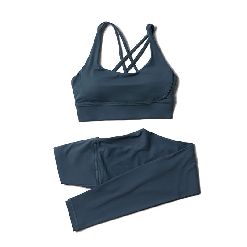 Women Seamless Gym Set Sports Bra & Leggings Fitness Yoga Workout Outfit
