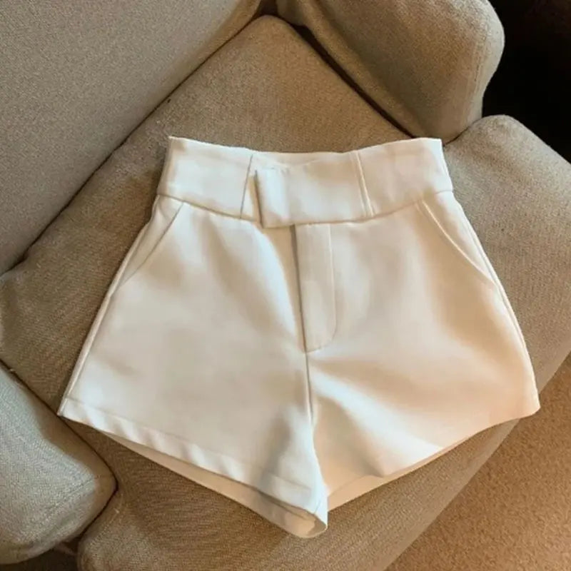 Women High Waisted A Line Shorts Black Slim Fit Casual Streetwear