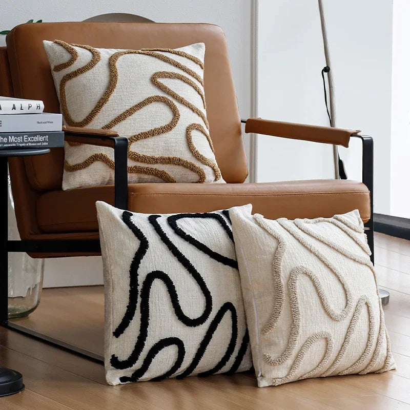 45x45 Boho Chenille Throw Pillow Cover Soft Geometric Cushion Case for Sofa Living Room