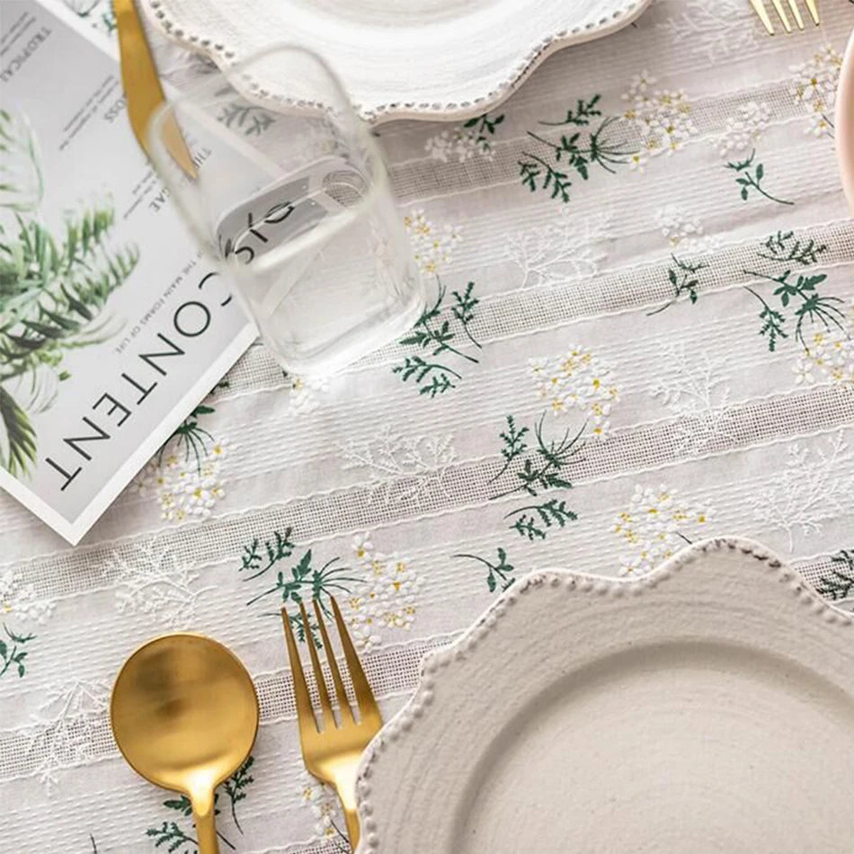 Daisy Cotton Floral Rectangle Tablecloth Kitchen Dining Table Cove
