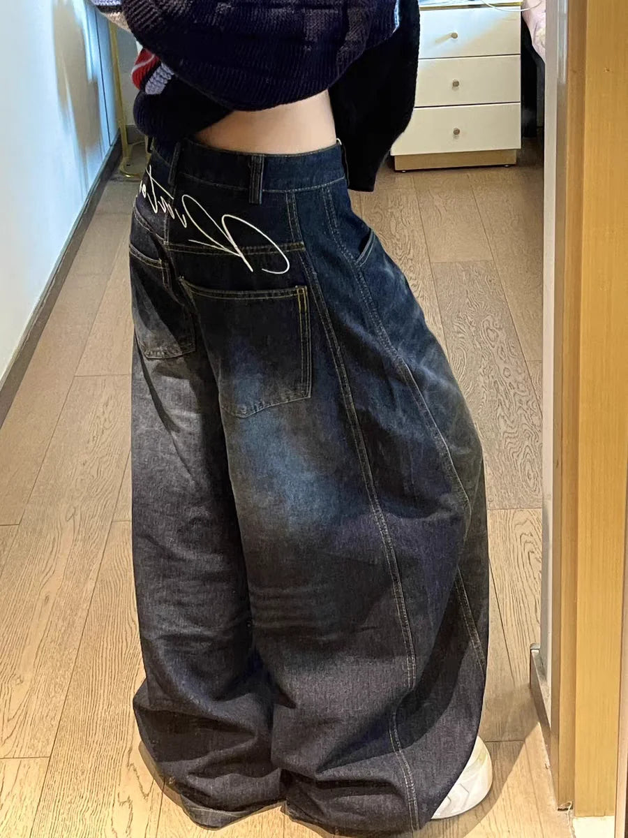 Women Y2K Baggy Jeans Blue