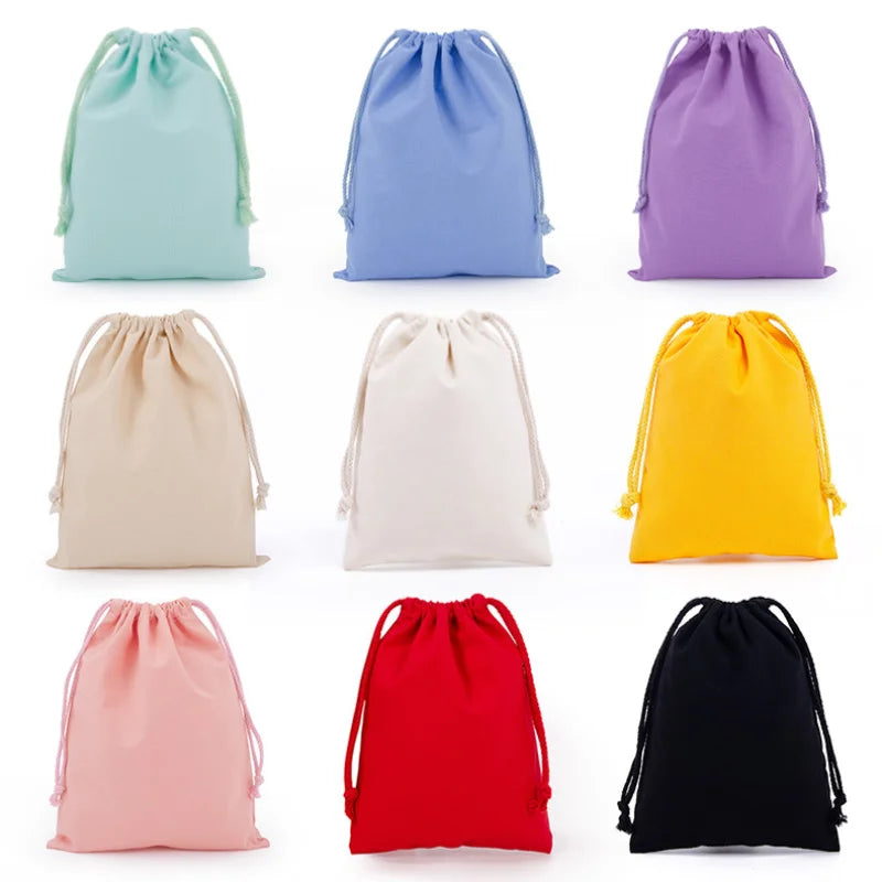 Cotton Drawstring Storage Bag Reusable Canvas Gift Pouch Dustproof Organizer