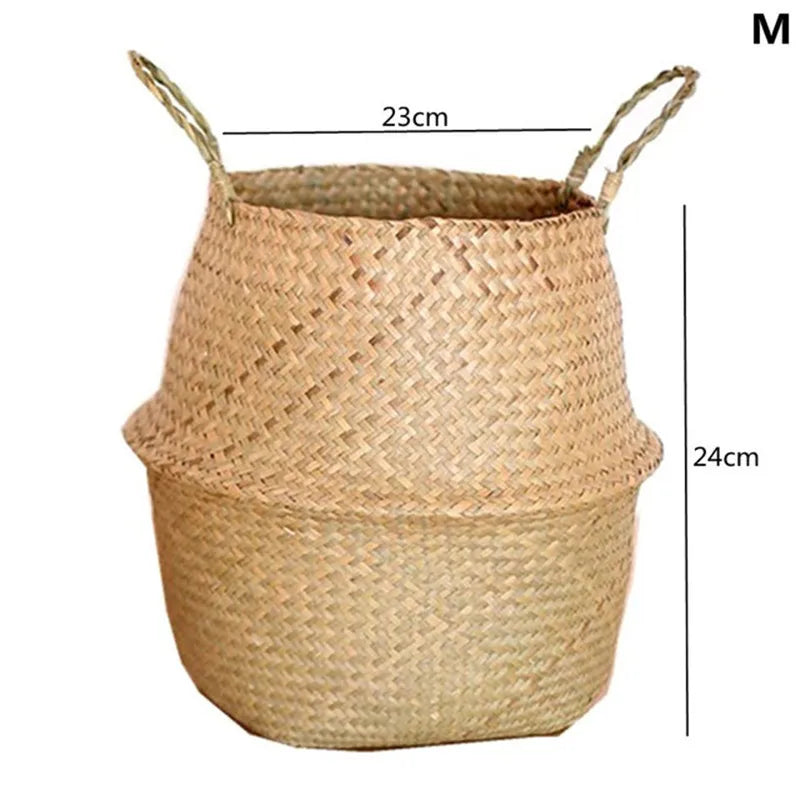Straw Weaving Plant Pot Basket Grass Planter Cover Indoor Outdoor Flower Container