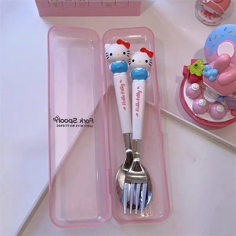 Hello Kitty Cinnamoroll Stainless Steel Spoon Fork Set Cartoon Tableware
