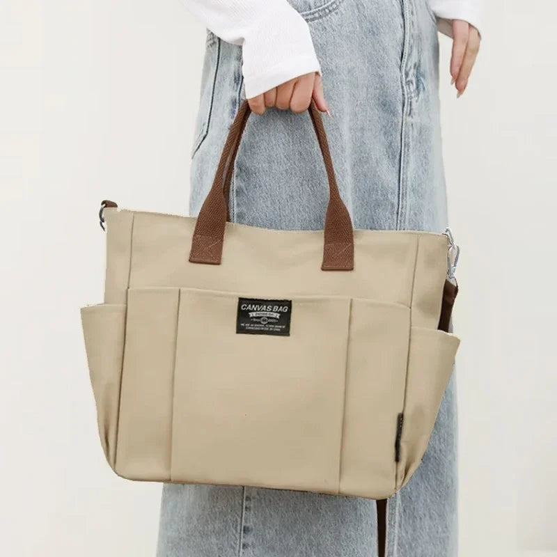 Canvas Shoulder Bag Large Capacity Student Commuter Portable Handbag