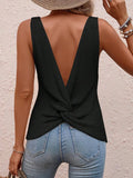 Women Sleeveless Knitted Backless Twist Top Casual Summer Sweater Vest