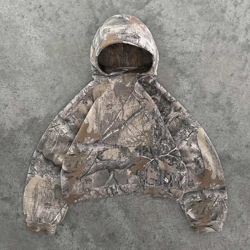 Y2K Camo Oversized Zip Up Hoodie Unisex Streetwear