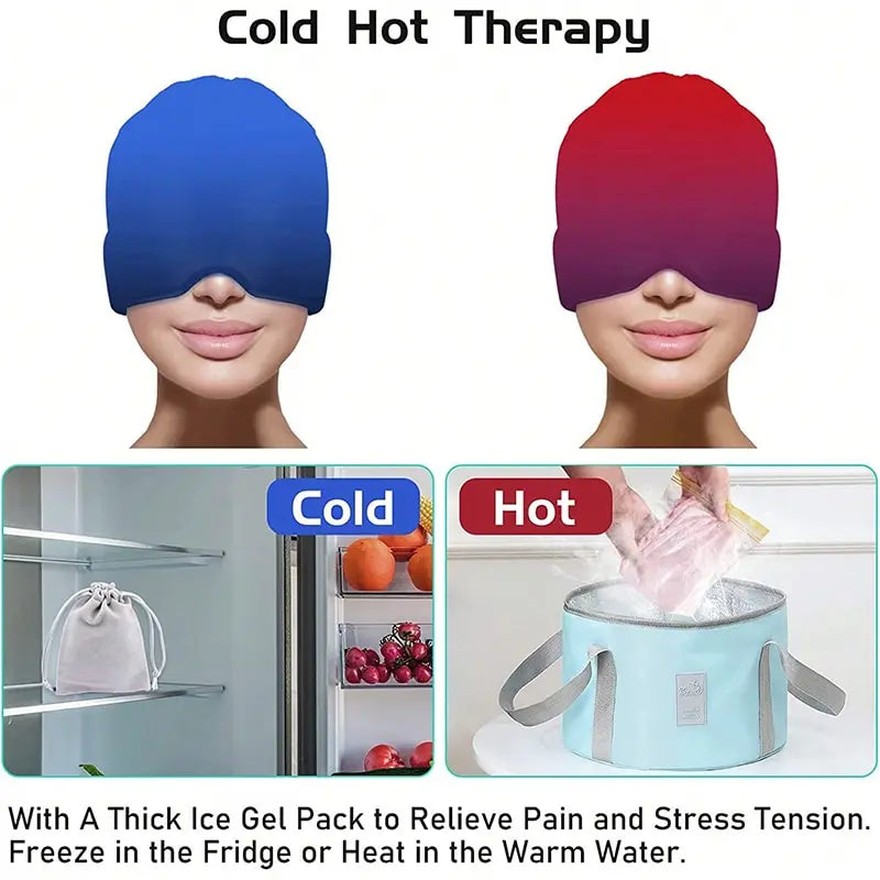 Migraine Relief Ice Cap Cold Compress Headache Hat
