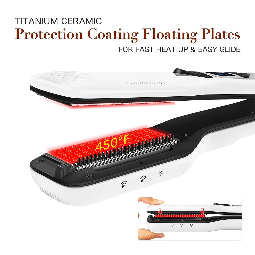 Steam Hair Straightener Brush Ceramic Tourmaline Electric Vapor Flat Iron Professional