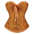 Women Floral Jacquard Corset Lace Up Bustier Top