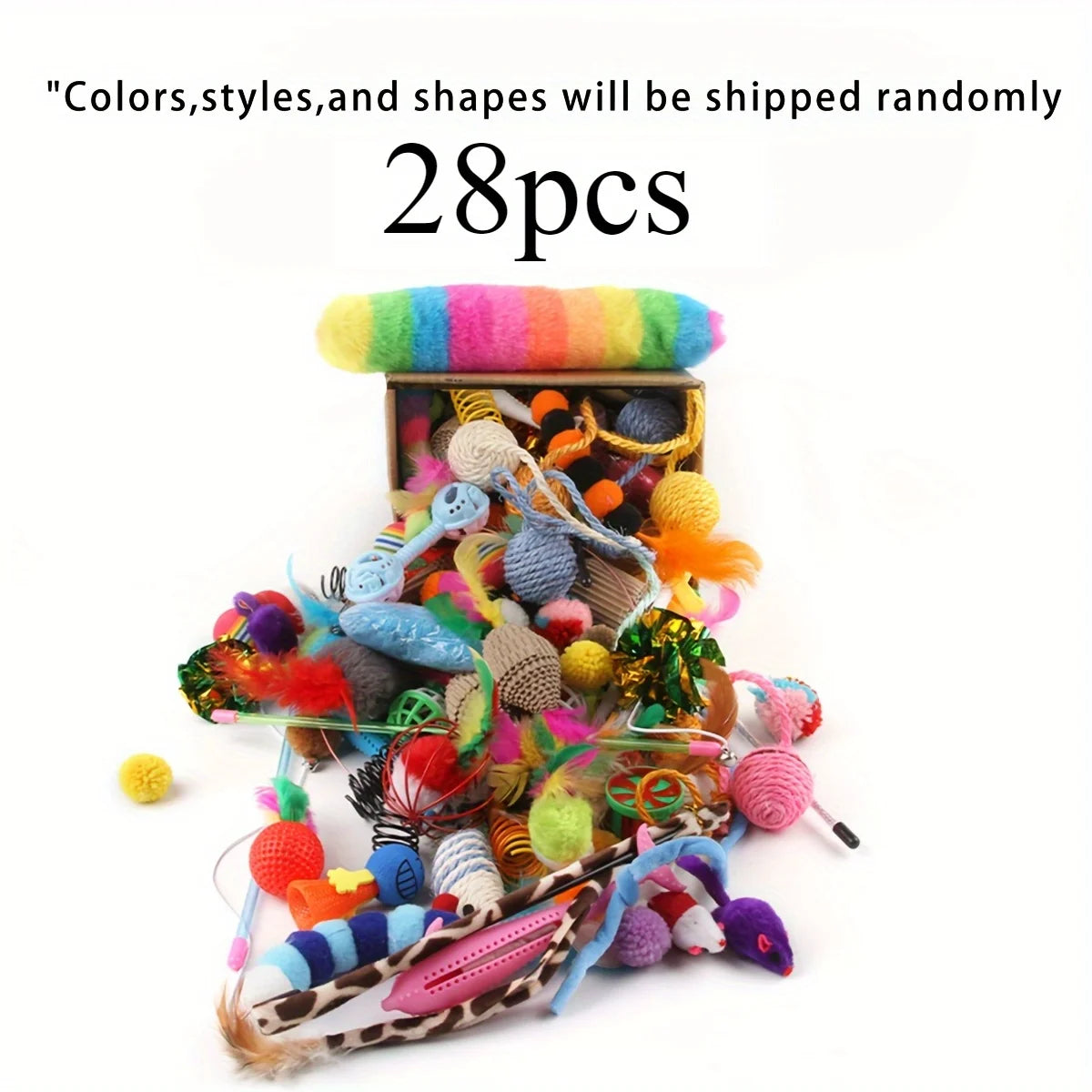 Cat Toy Set Variety Pack – Interactive Toys for Indoor Cats (14/28/56PCS)