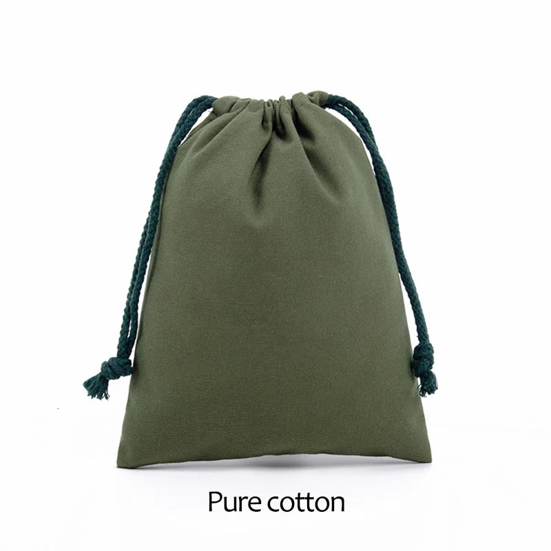 Cotton Drawstring Storage Bag Reusable Canvas Gift Pouch Dustproof Organizer