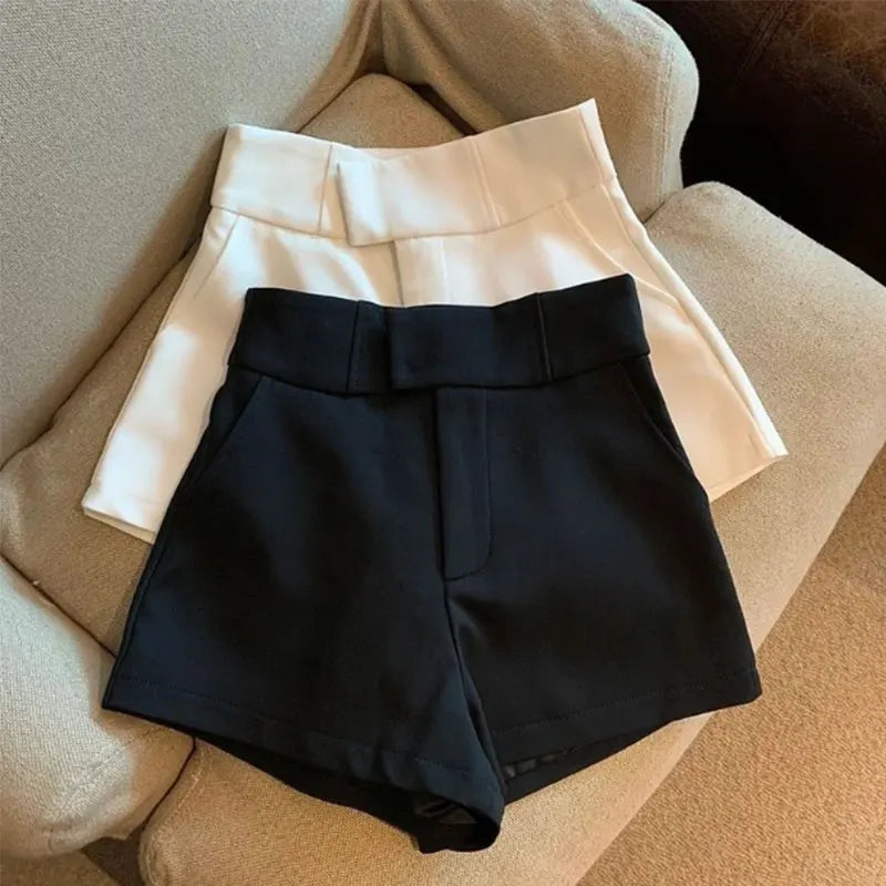 Women High Waisted A Line Shorts Black Slim Fit Casual Streetwear