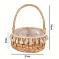 Willow Rattan Woven Basket Half Moon Picnic Flower Storage Basket