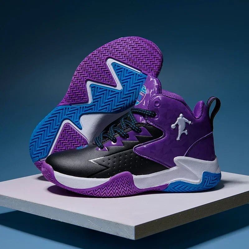 Kids Basketball Shoes Breathable Non Slip Lace Up Training Sneakers