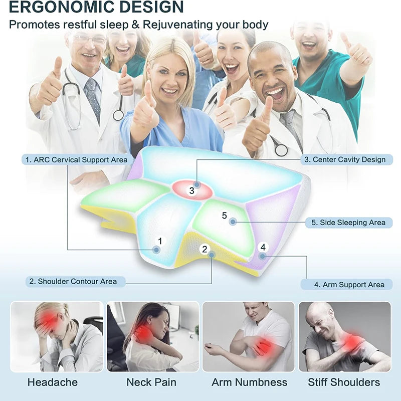 Memory Foam Cervical Pillow 2 in 1 Ergonomic Neck Support Pillow