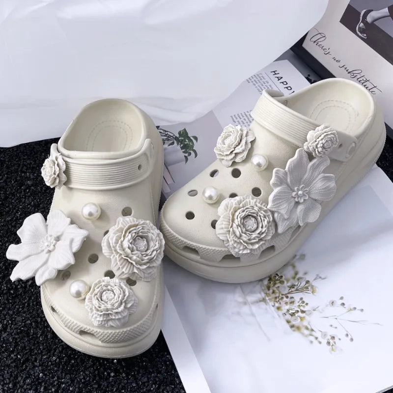 Shoe Charms Set 3D Flower DIY Buckle Accessories Hole Decorations Women Shoes