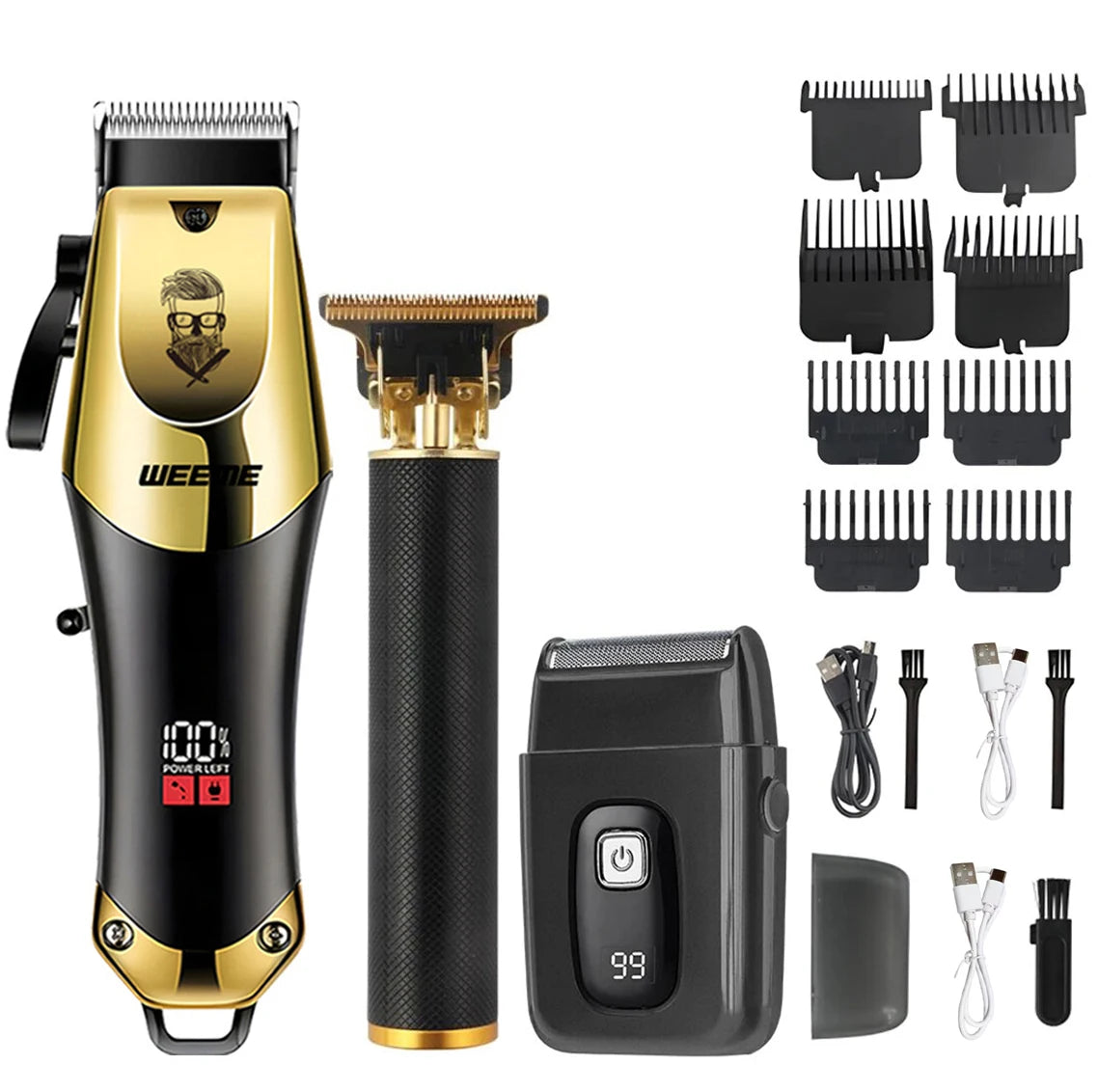 T9 Vintage Hair Clipper & Beard Trimmer Rechargeable Grooming Kit for Men