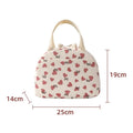 Corduroy Thermal Insulated Lunch Bag Cute Print Large Capacity Handbag