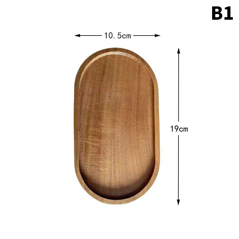 Solid Wood Serving Tray Style Plate for Dessert, Fruit & Bread