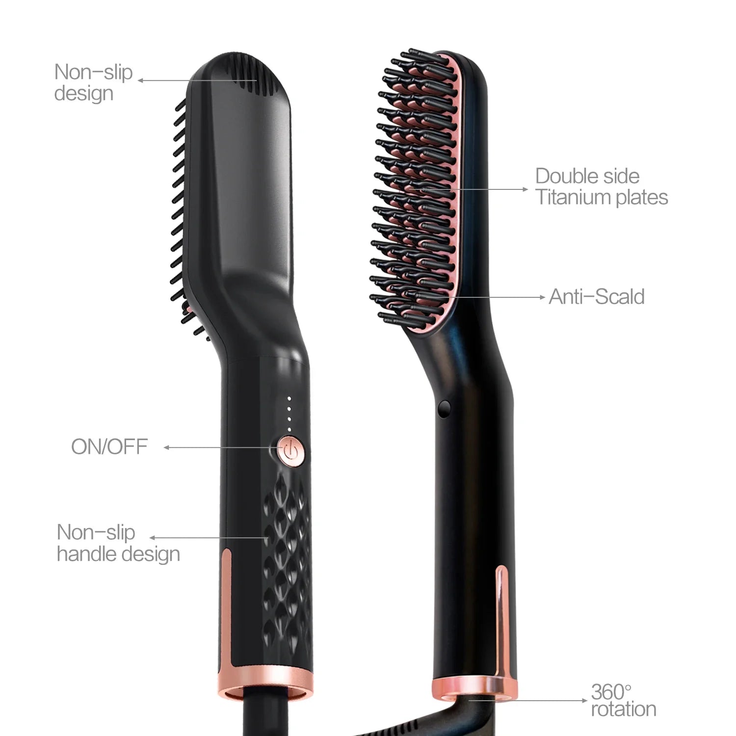 Men Electric Beard Straightener Negative Ion Hair Straightening Brush Wet Dry Quick Styler