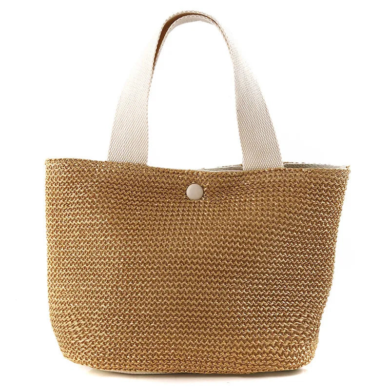 Bohemian Straw Bucket Bag Handmade Woven Rattan Shoulder Crossbody Bag