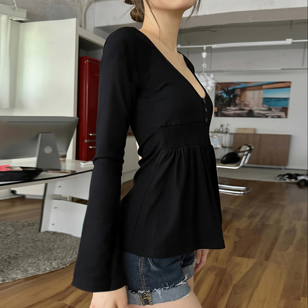 Women Lace Trim Knit Top Y2K Fairycore Shirt