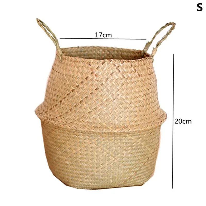 Straw Weaving Plant Pot Basket Grass Planter Cover Indoor Outdoor Flower Container