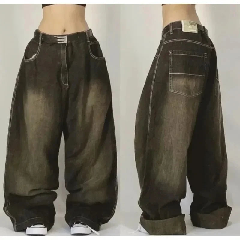 Women Oversized Baggy Jeans Y2K High Waist Wide Leg Vintage Streetwear Pants