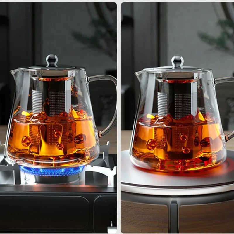 Glass Teapot with Infuser Heat Resistant Borosilicate Clear Tea Kettle