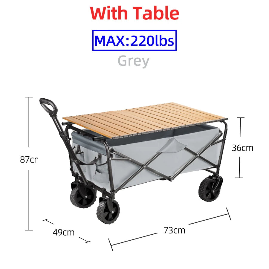 Folding Beach Wagon Large Capacity Heavy Duty Collapsible Camping Cart