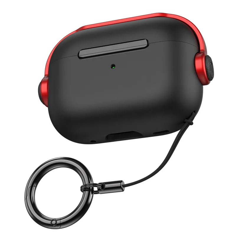 AirPods 1/2/3/4/Pro/Pro 2 Case Shockproof Protective Cover with Lock & Keychain Holder