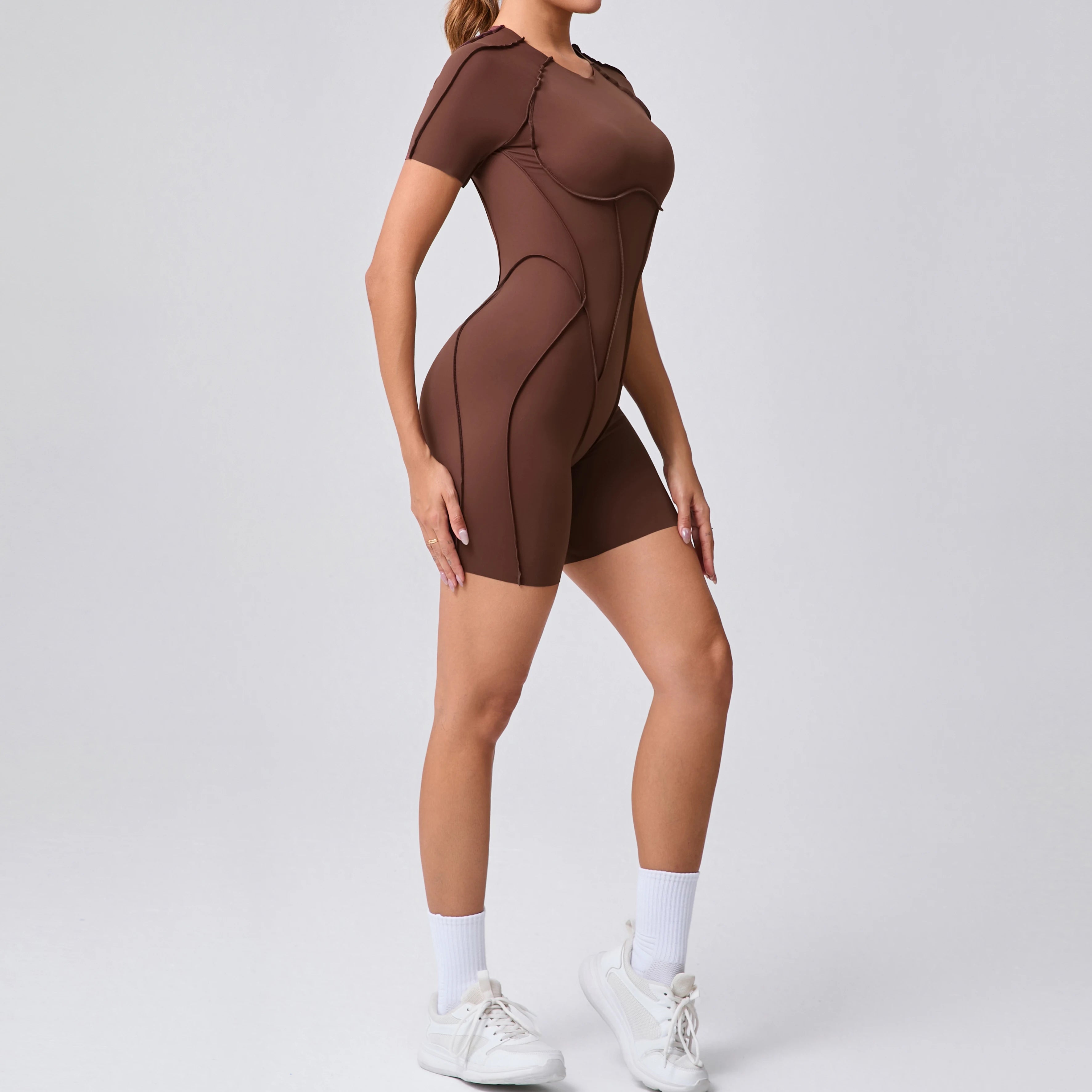 Women Backless Gym Jumpsuit Scrunch Yoga Sports Romper Fitness Outfit