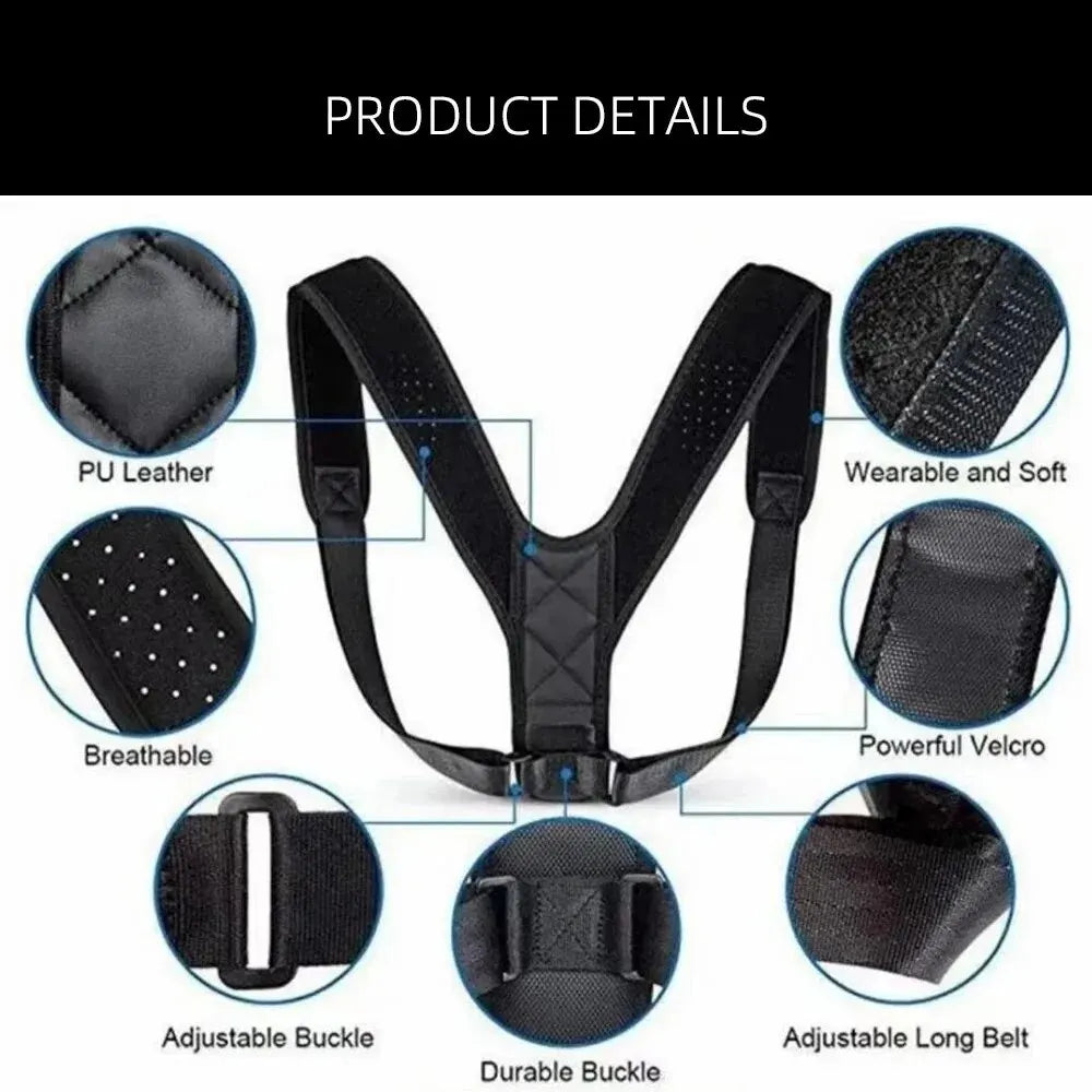 Posture Corrector Belt Back Support Brace Breathable Hunchback Sitting Posture Correction Unisex