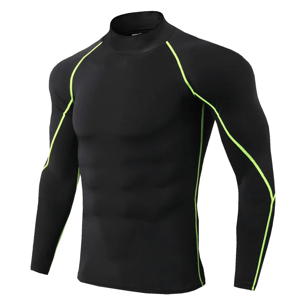 Men Compression Long Sleeve Quick Dry Gym Running Fitness Rash Guard Shirt